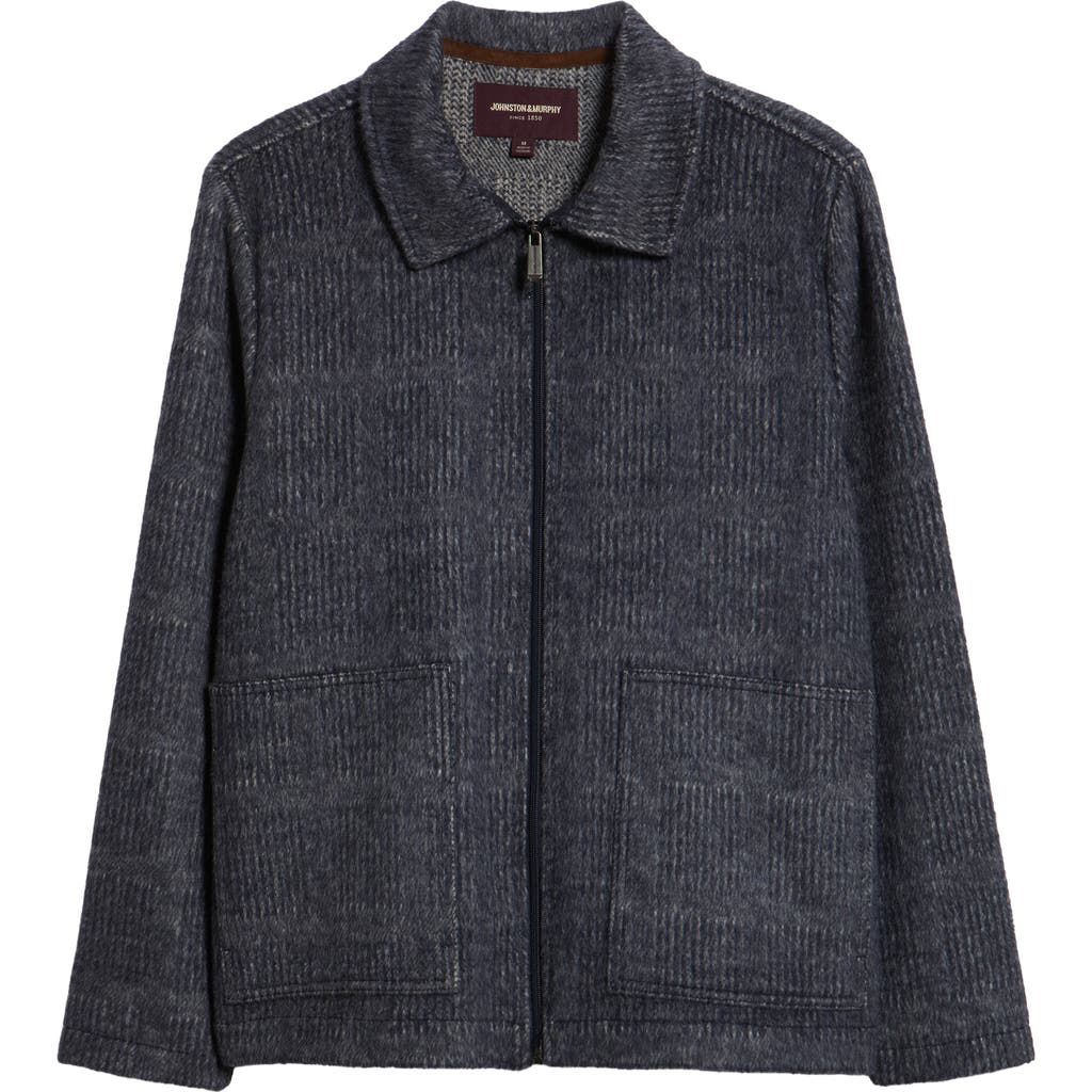 Johnston & Murphy Wool Blend Zip Shirt Jacket In Gray