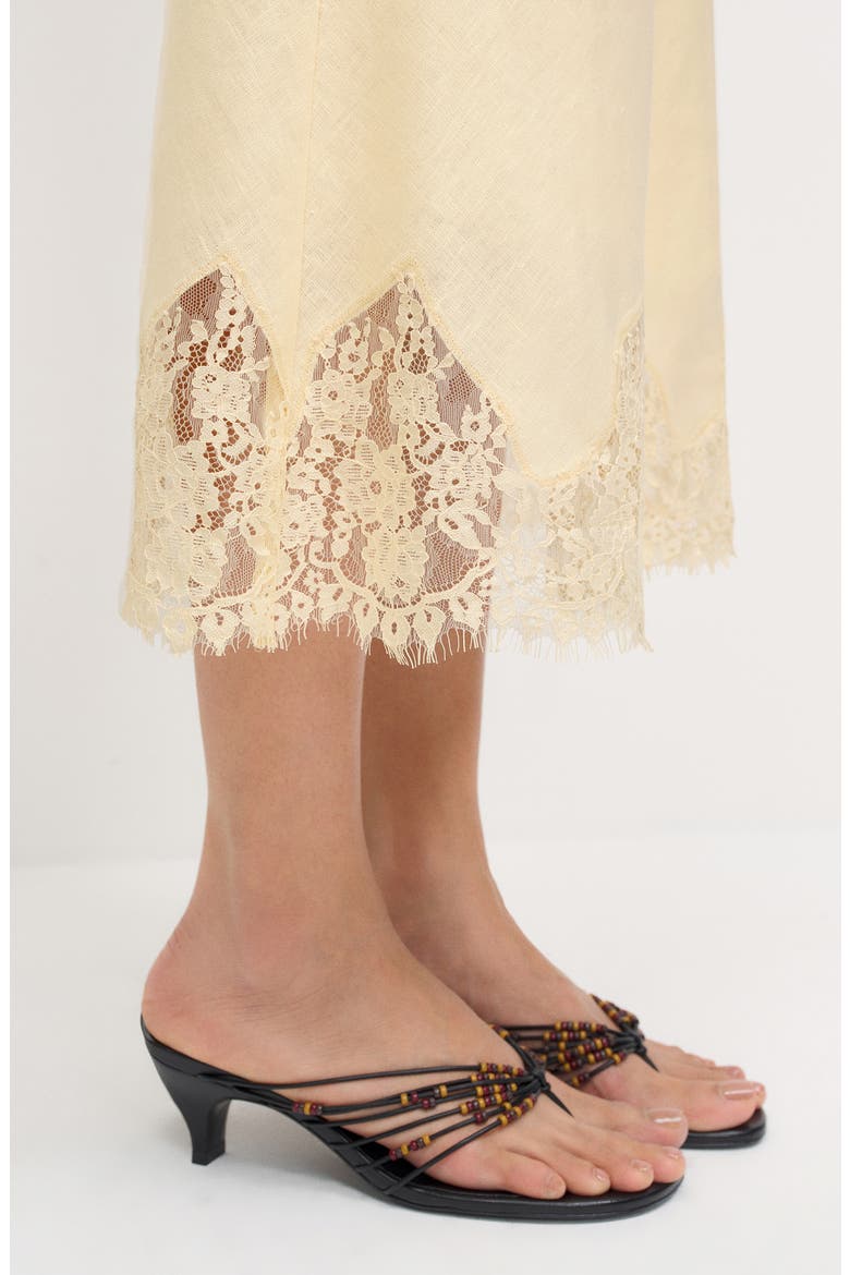 Carolina Lace Trim Linen Midi Skirt, Alternate, color, SUGAR