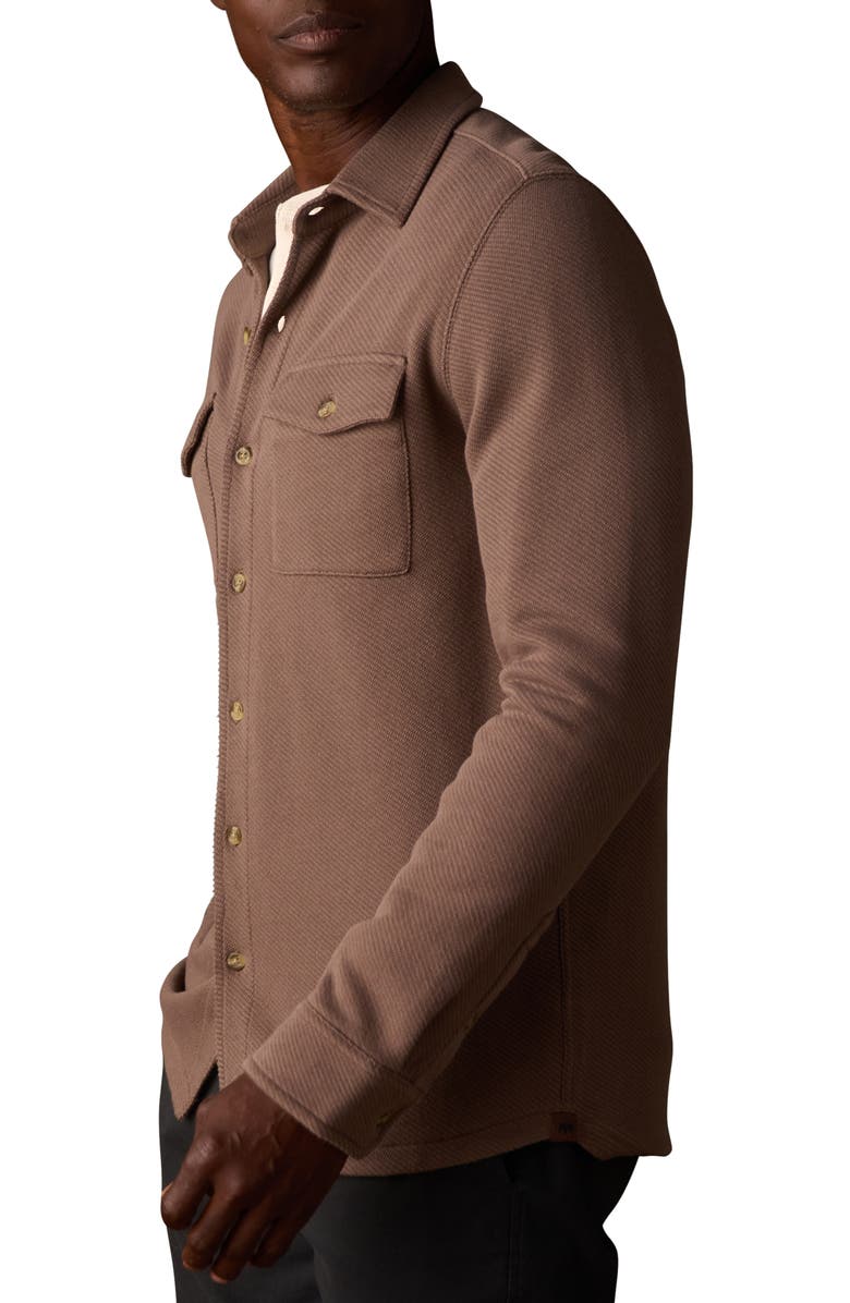 The Normal Brand Looped Terry Button-Up Shirt, Alternate, color, Cedar