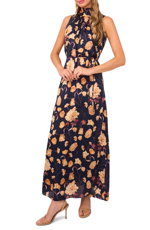 Sleeveless Floral Bow Back Maxi Dress