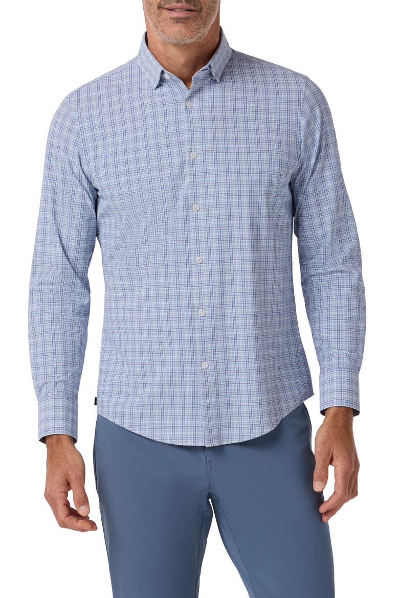 Leeward No Tuck Long Sleeve Dress Shirt, Main, color, PERRY BLUE LIAM PLAID