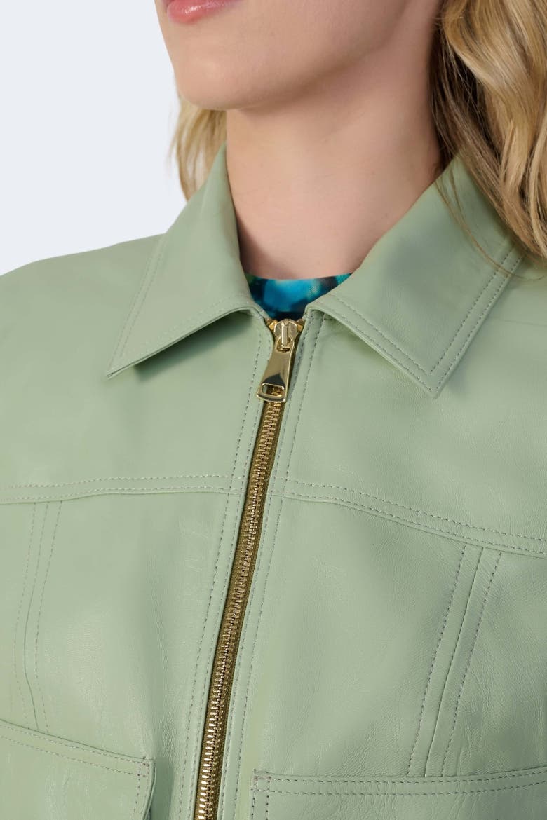Flora Leather Jacket, Alternate, color, Light Green