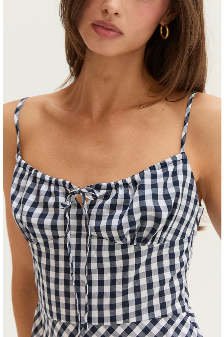 Gingham Slip Midi Dress, Alternate, color, Navy
