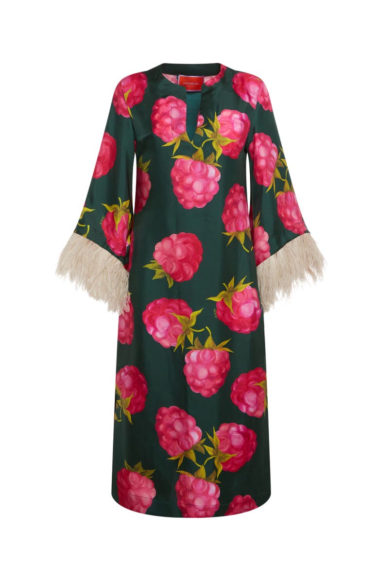 La DoubleJ The Kaftan With Feathers Lampone Emerald, Alternate, color,