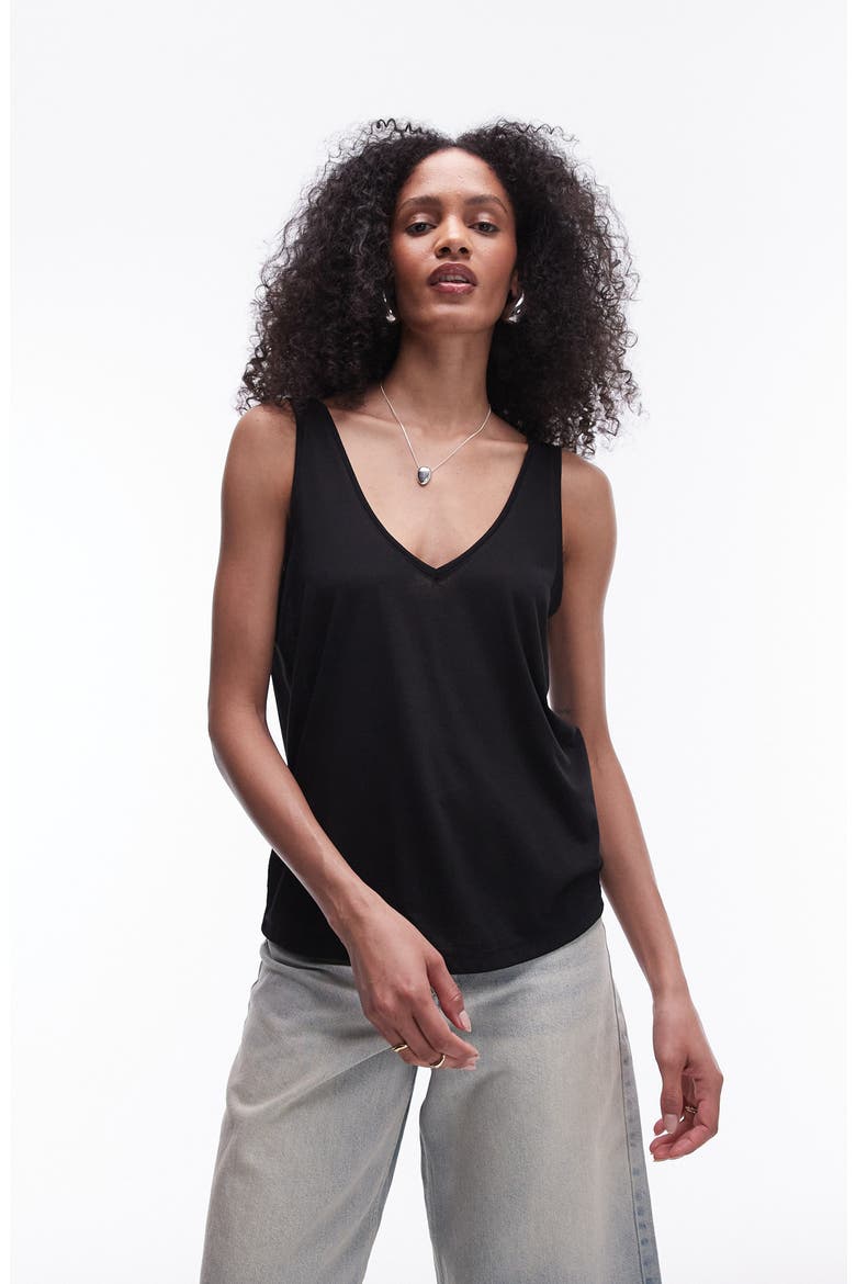 Slouchy V-Neck Tank, Main, color, BLACK
