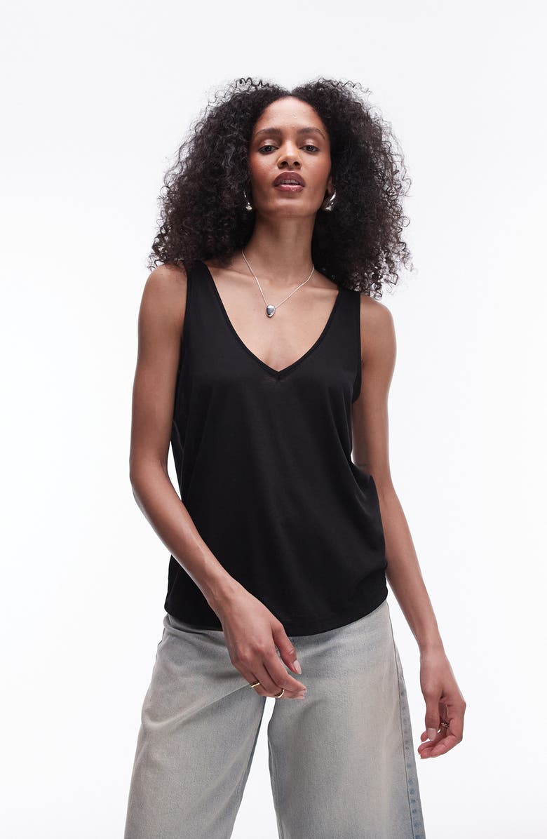 Topshop Slouchy V-Neck Tank, Main, color, 