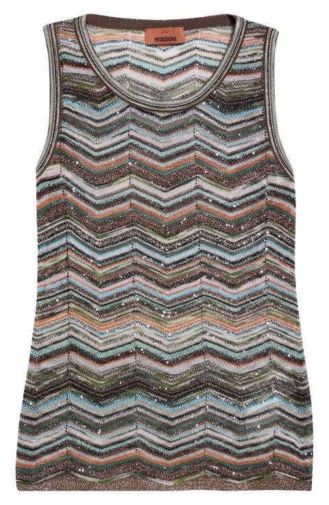 Sequin Metallic Jacquard Sleeveless Sweater