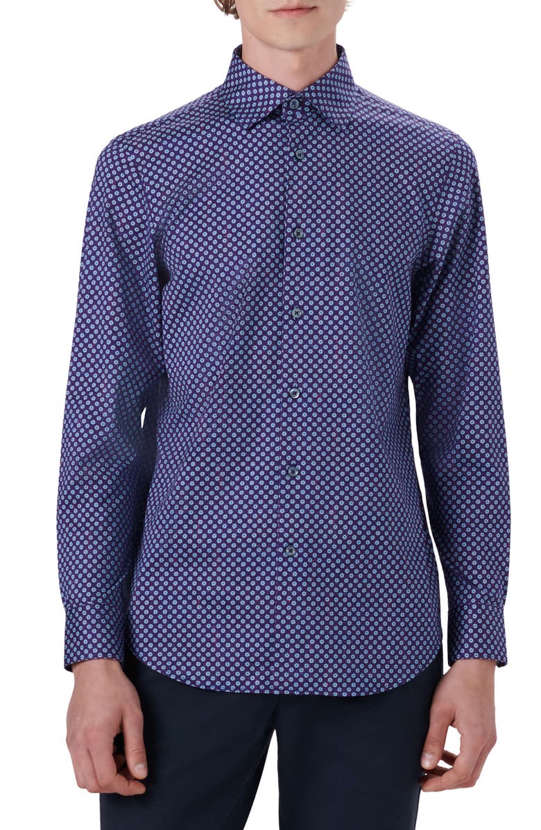 Bugatchi OoohCotton<sup>®</sup> Print Button-Up Shirt, Main, color, 