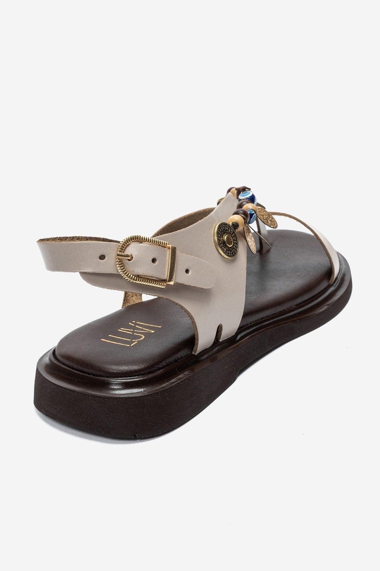 Hush Leather Beaded Sandal, Alternate, color, Cream