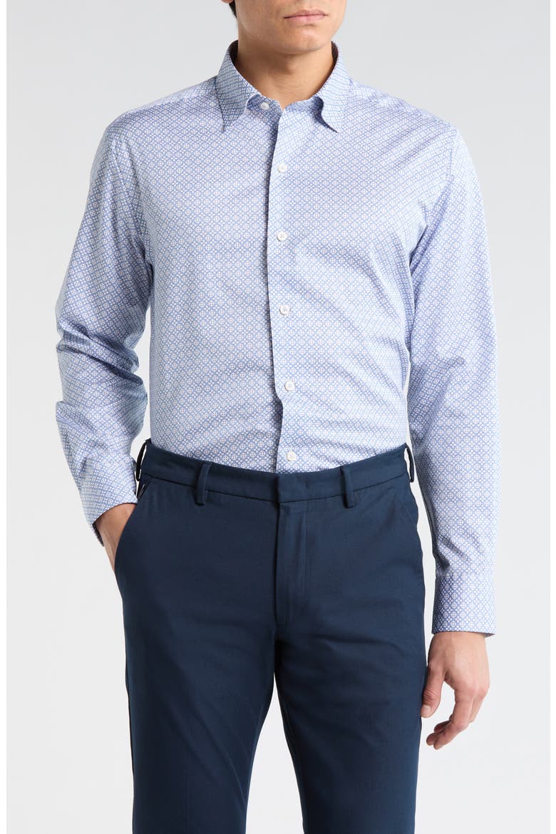 Geometric Print Sport Shirt, Main, color, SKY/ MULTI