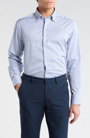 David Donahue Geometric Print Sport Shirt