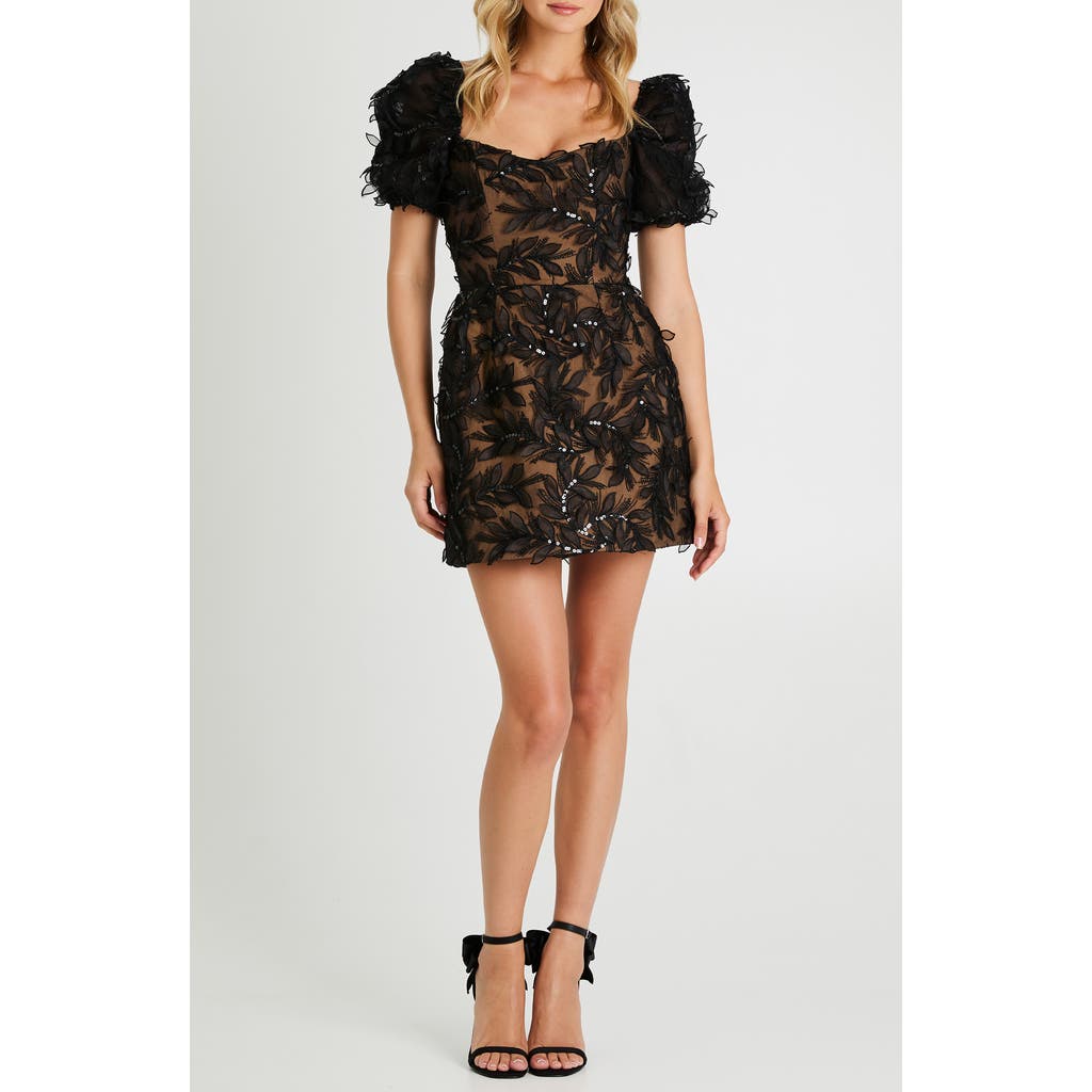 HELSI Cynthia Sequin Floral Appliqué Cocktail Minidress in Black  product