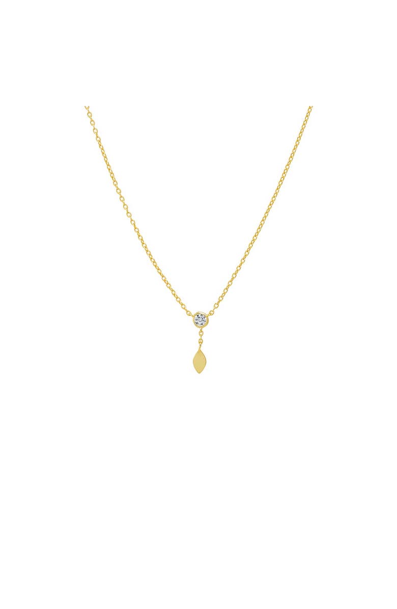BY ADINA EDEN CZ Bezel X Solid Marquise Drop Necklace, Main, color, Gold