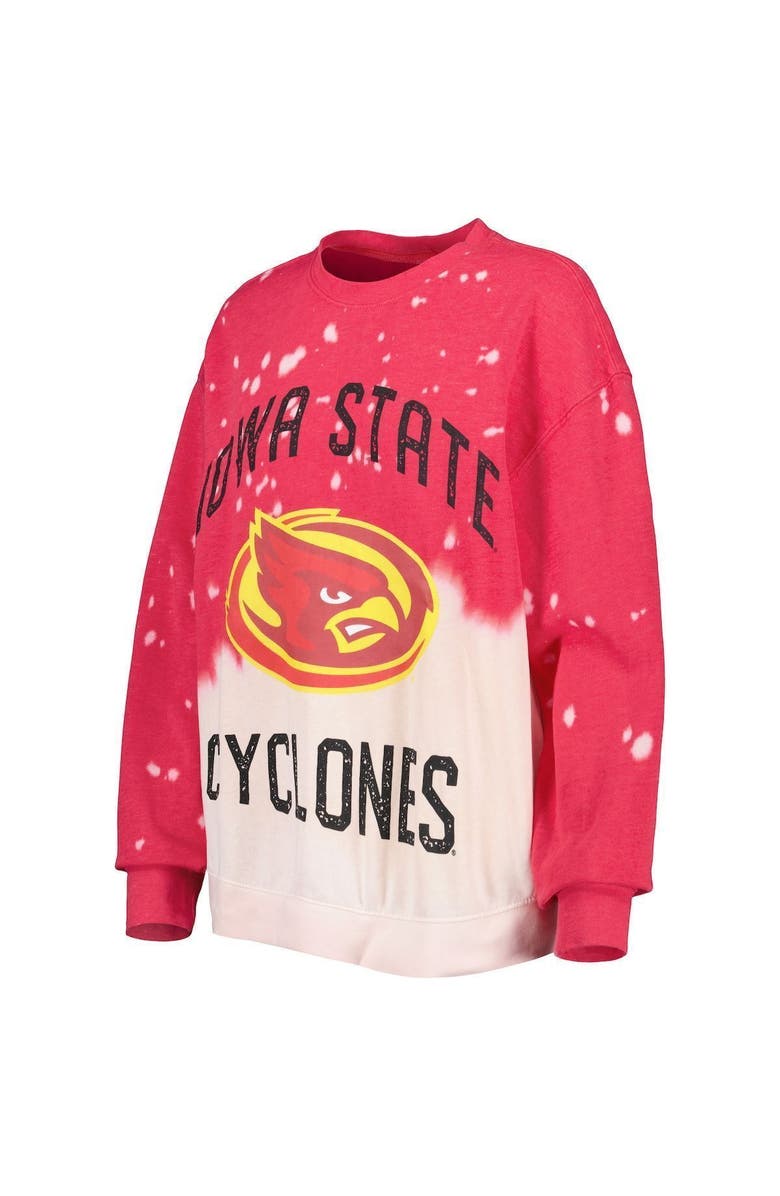 GAMEDAY COUTURE Women's Gameday Couture Cardinal Iowa State Cyclones Twice As Nice Faded Dip-Dye Pullover Long Sleeve Top, Alternate, color, Crimson