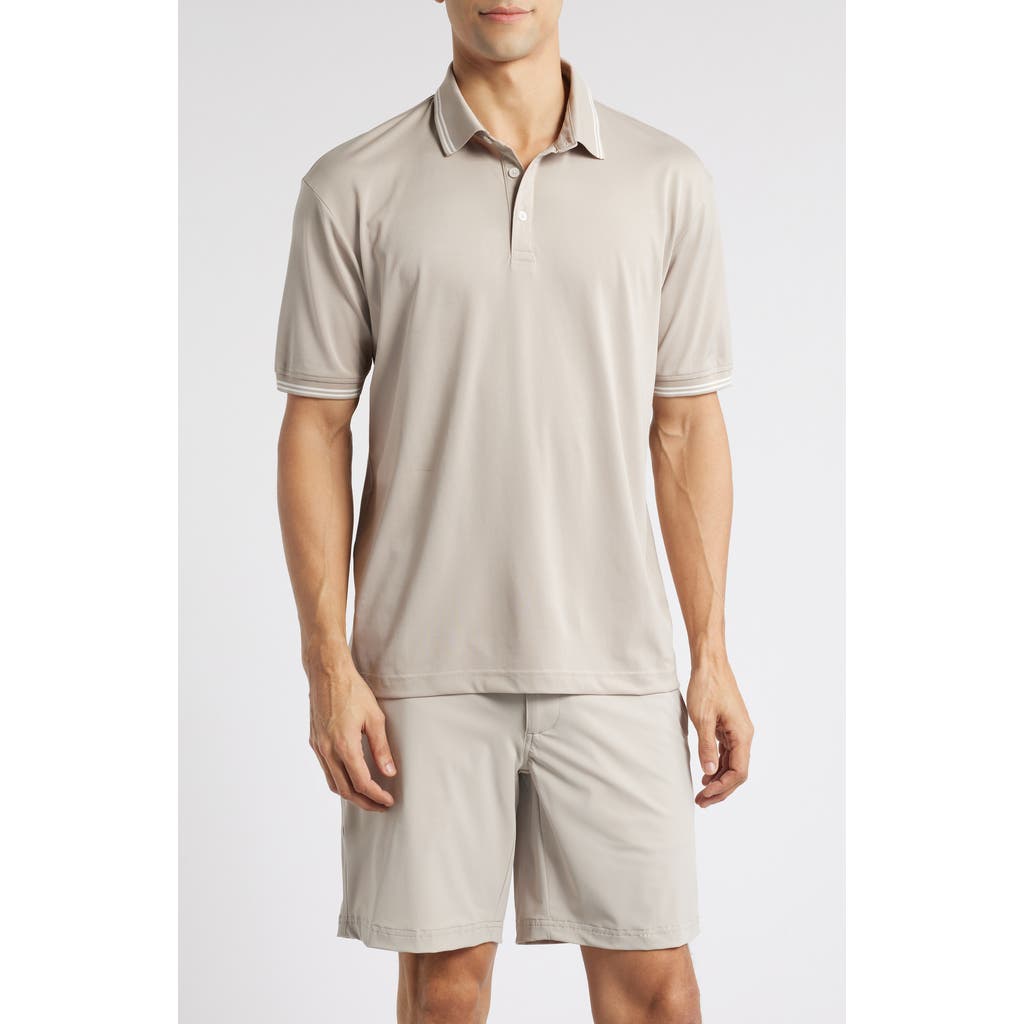 Swannies Thatcher Solid Band Collar Golf Polo In Tan