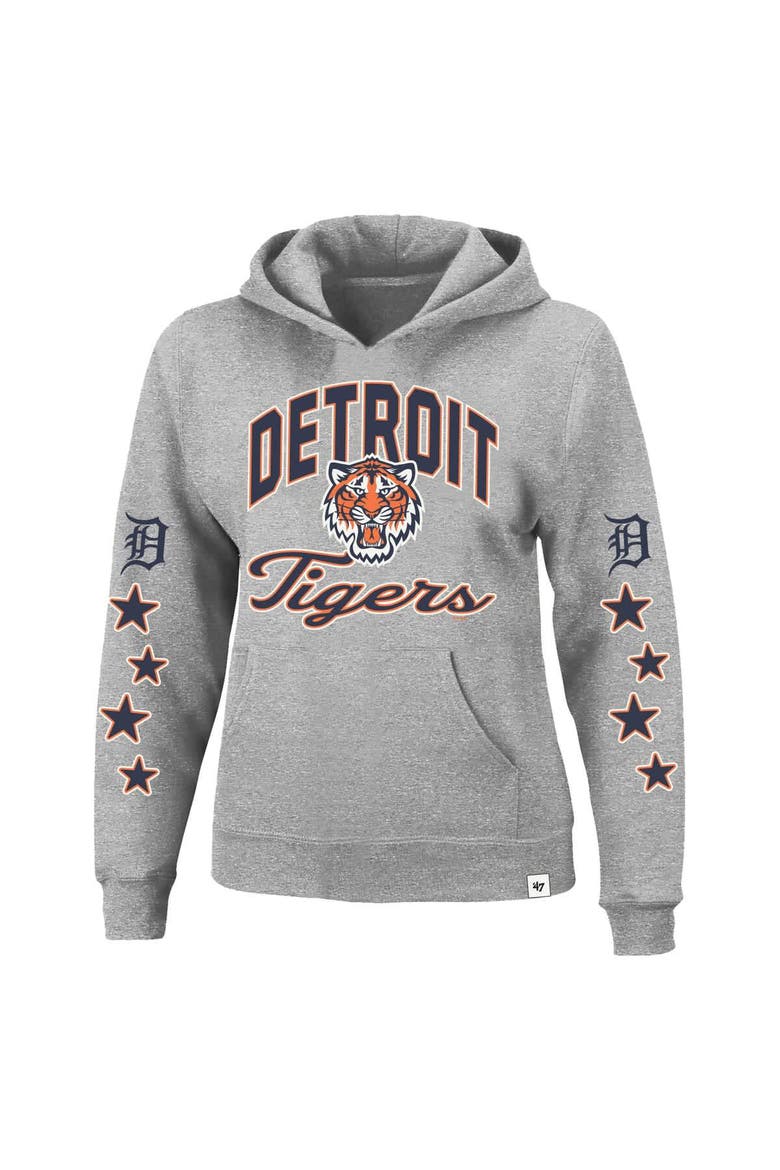 Women's '47  Heather Gray Detroit Tigers Plus Size Starry Eye Hoodie, Alternate, color, Heather Gray