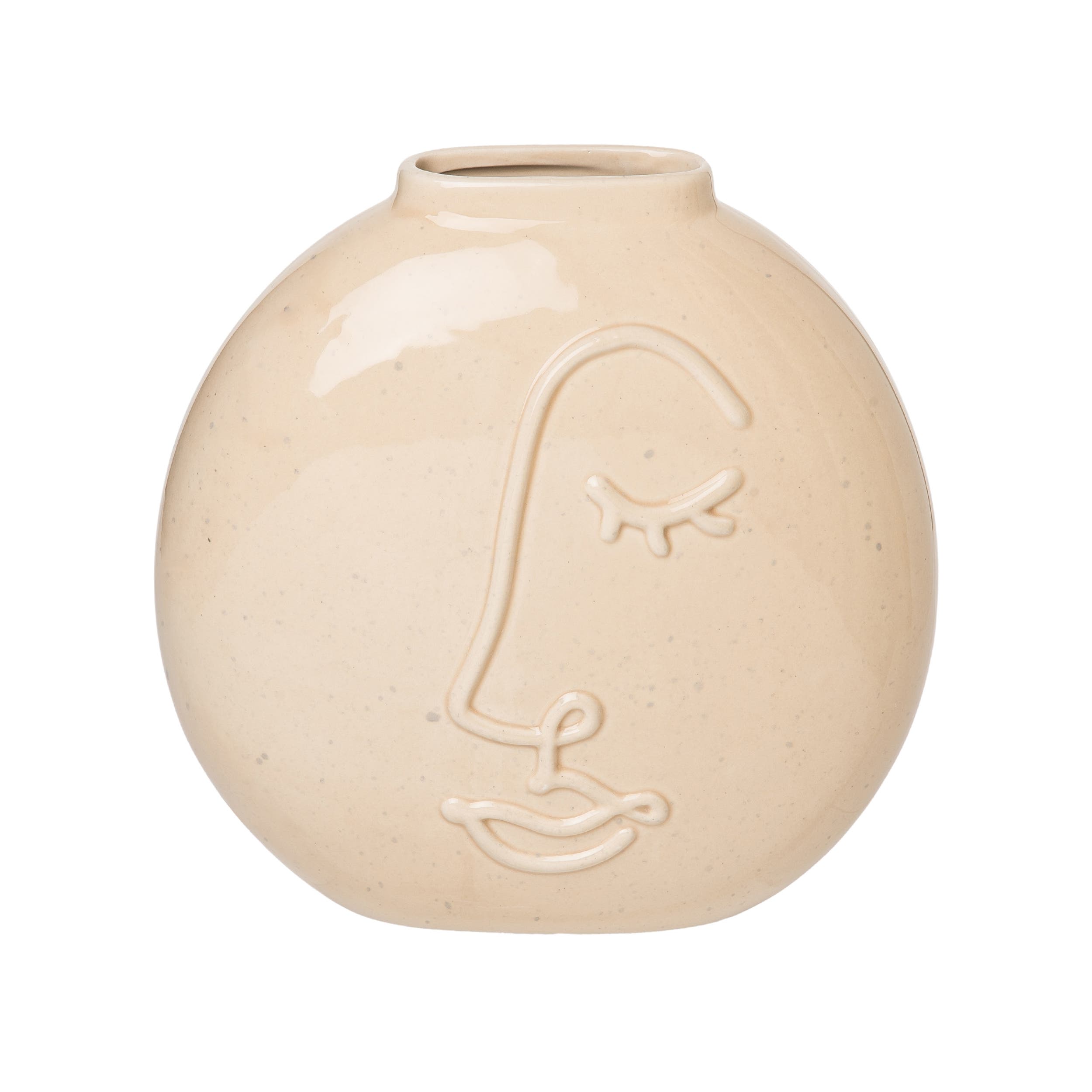 Totalee Gift Neutral Face Flat Vase Ceramic White