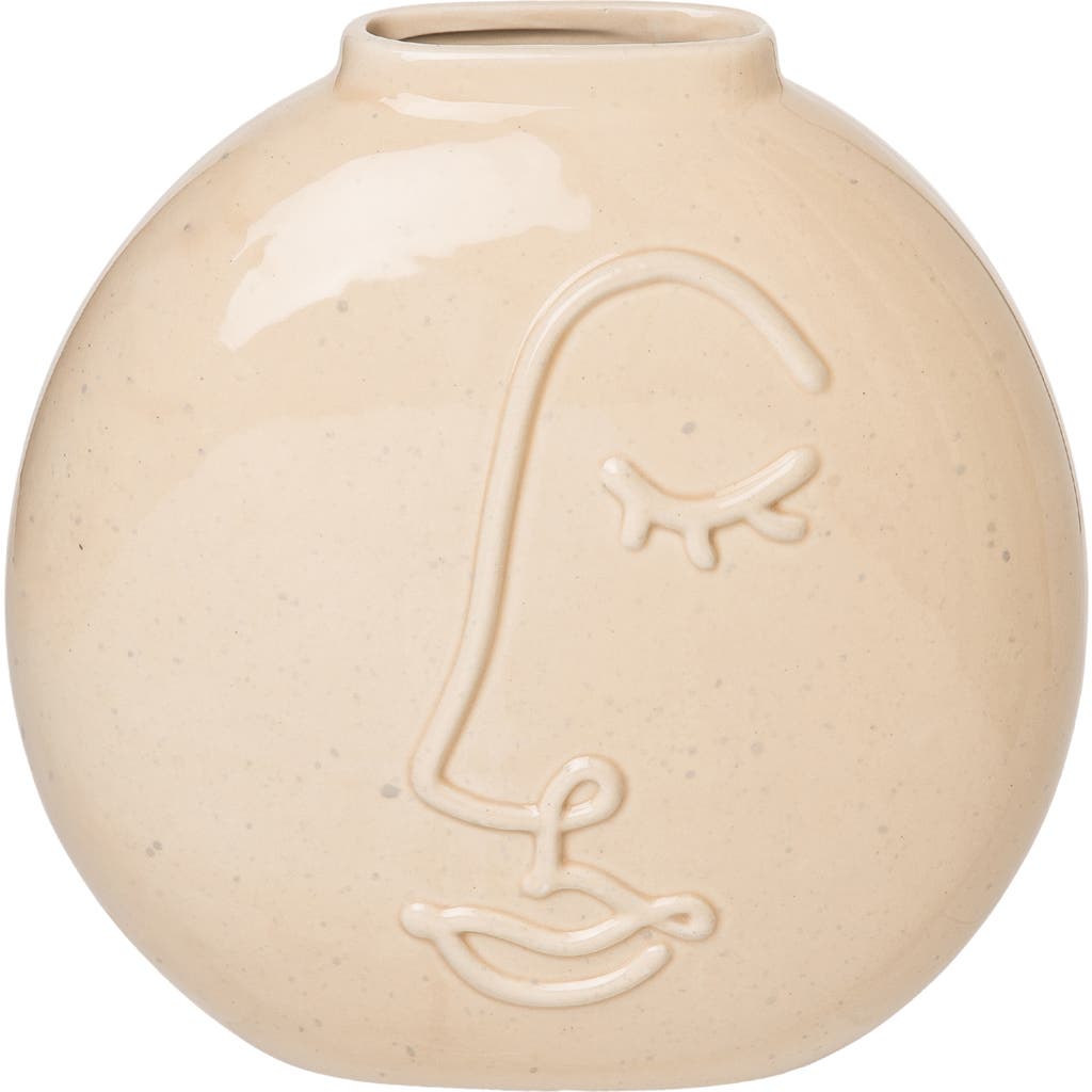 Totalee Gift Neutral Face Flat Vase Ceramic White