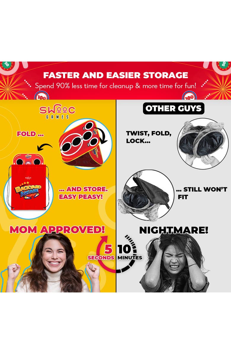 Swooc Games Backyard Arcade | 2-in-1 Bean Bag Toss Game for Kids, Alternate, color, Red