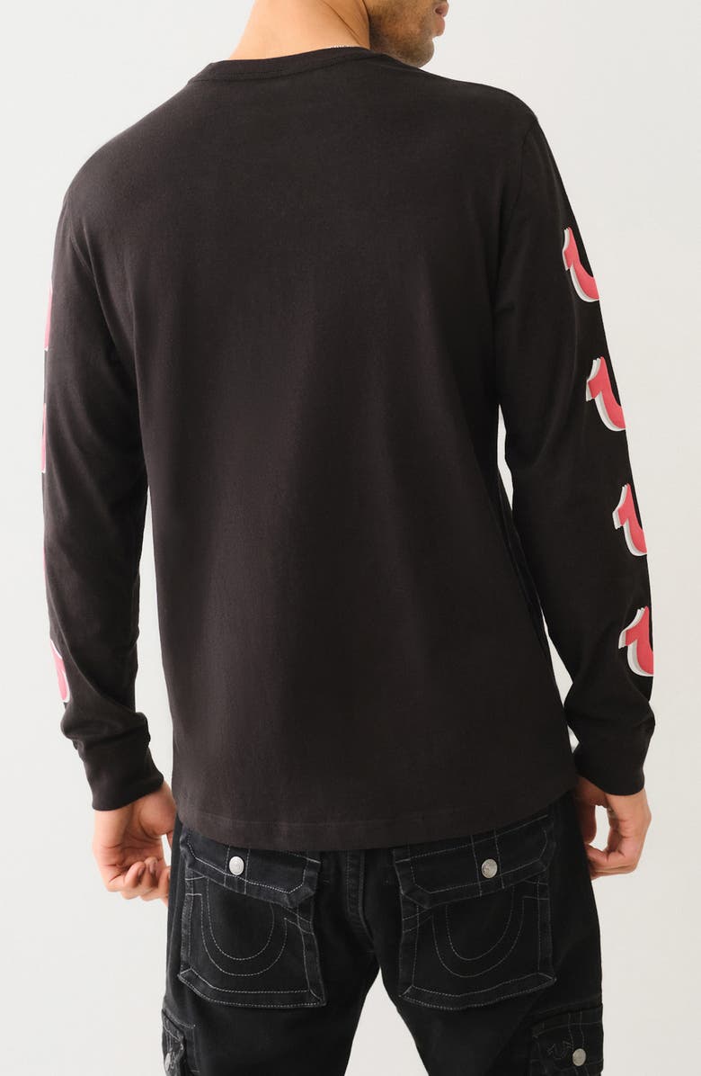 True Religion Repeated Horseshoe Long Sleeve Cotton Graphic T-Shirt, Alternate, color, 