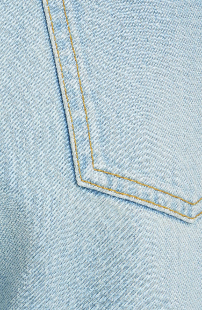 Balmain High Waist Button Front Cotton Denim Shorts, Alternate, color,