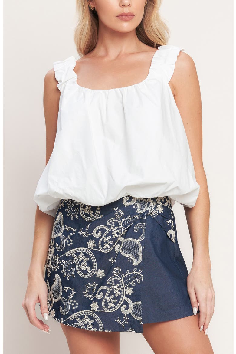 Paisley Embroidered Chambray Skort, Alternate, color, DARK INDIGO