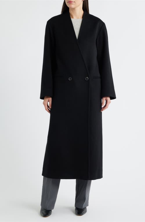 Fleurette Layla Double Breasted Wool Coat In Black