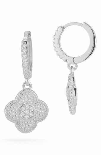 Clover Drop Huggie Hoop Earrings