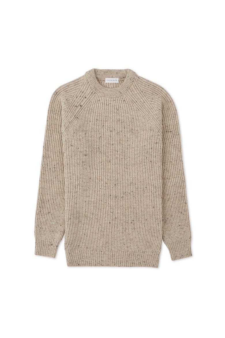 British Ribbed Fishermans Sweater, Alternate, color, OATMEAL FLECK