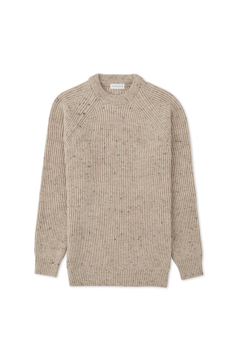 Celtic & Co. British Ribbed Fishermans Sweater, Alternate, color, Oatmeal Fleck