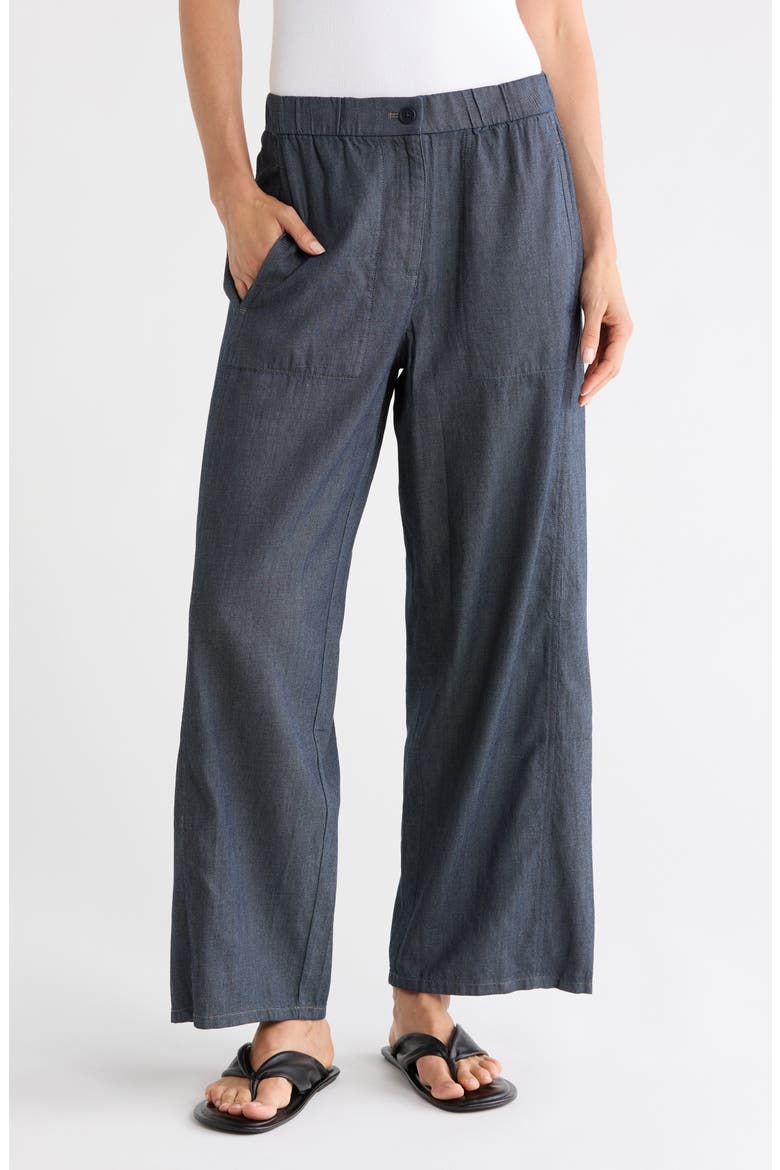 Organic Cotton Twill Ankle Wide Leg Pants, Main, color, DENIM