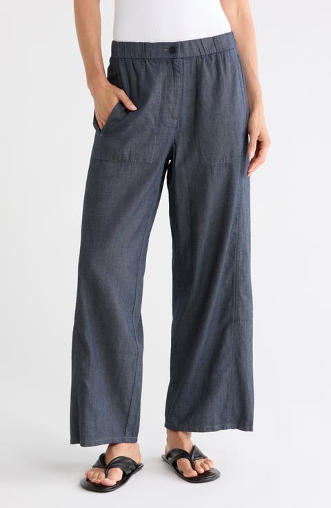 Organic Cotton Twill Ankle Wide Leg Pants