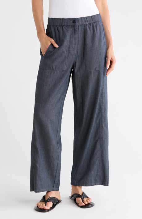 Eileen Fisher Organic Cotton Twill Ankle Wide Leg Pants