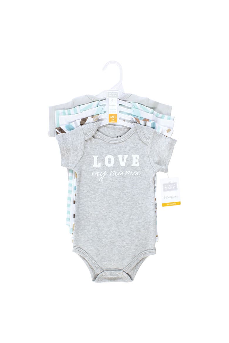 Five-Piece Set of Cotton Infant All-in-One Bodysuits, Alternate, color, Neutral Abstract