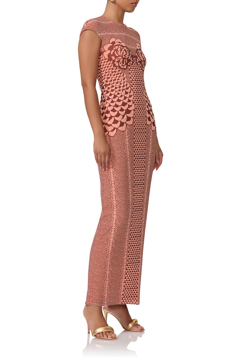 AFRM Cody Print Cap Sleeve Mesh Maxi Dress, Alternate, color, Peach Petal