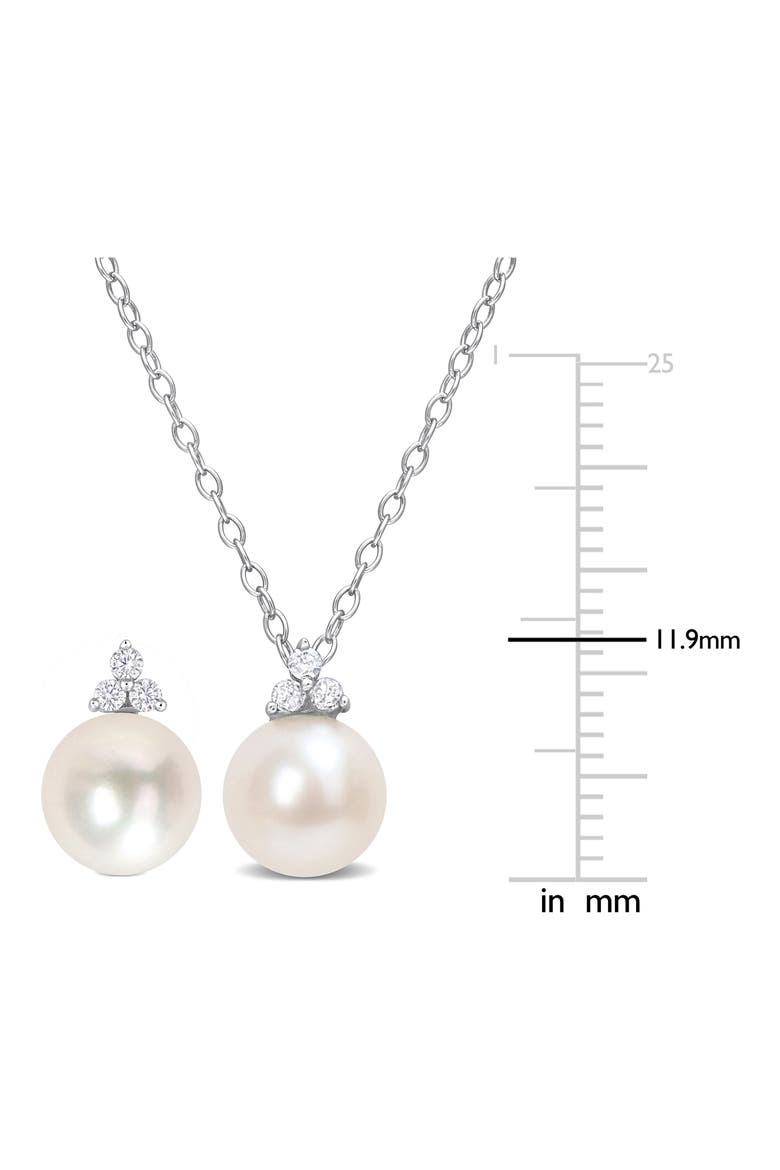 Cultured Freshwater Pearl & Diamond Pendant Necklace - 0.1ct., Alternate, color, SILVER/ PEARL