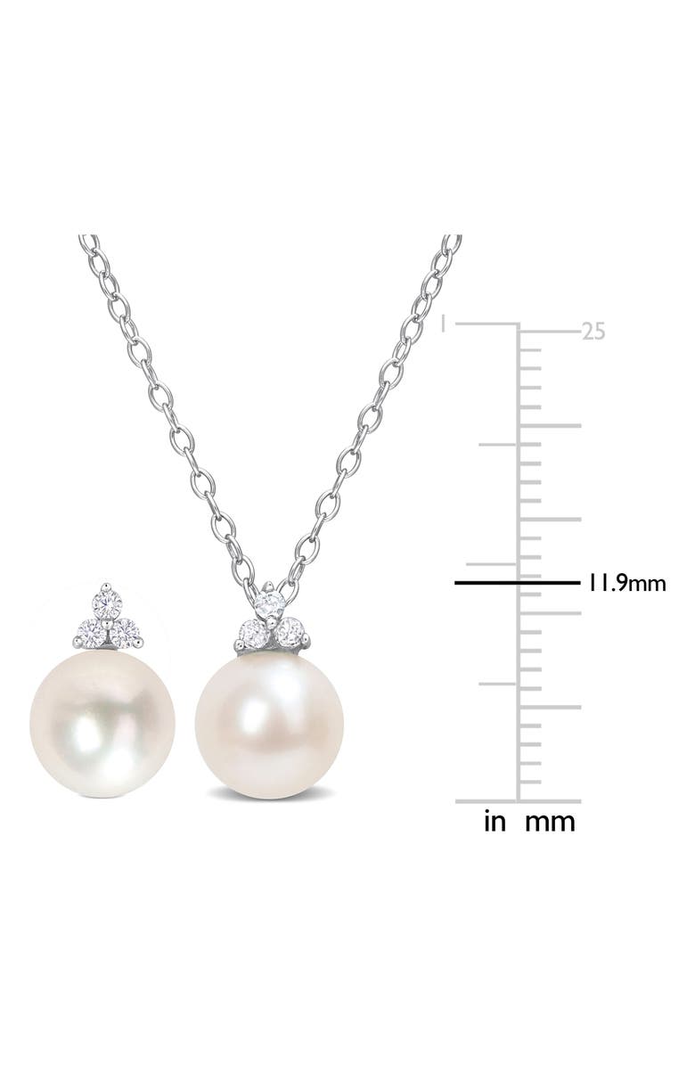 DELMAR Cultured Freshwater Pearl & Diamond Pendant Necklace - 0.1ct., Alternate, color, Silver/ Pearl