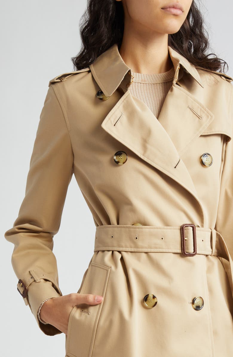 Burberry Kensington Double Breasted Trench Coat, Alternate, color, Honey