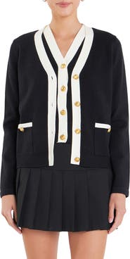 English Factory Contrast Edge Cardigan