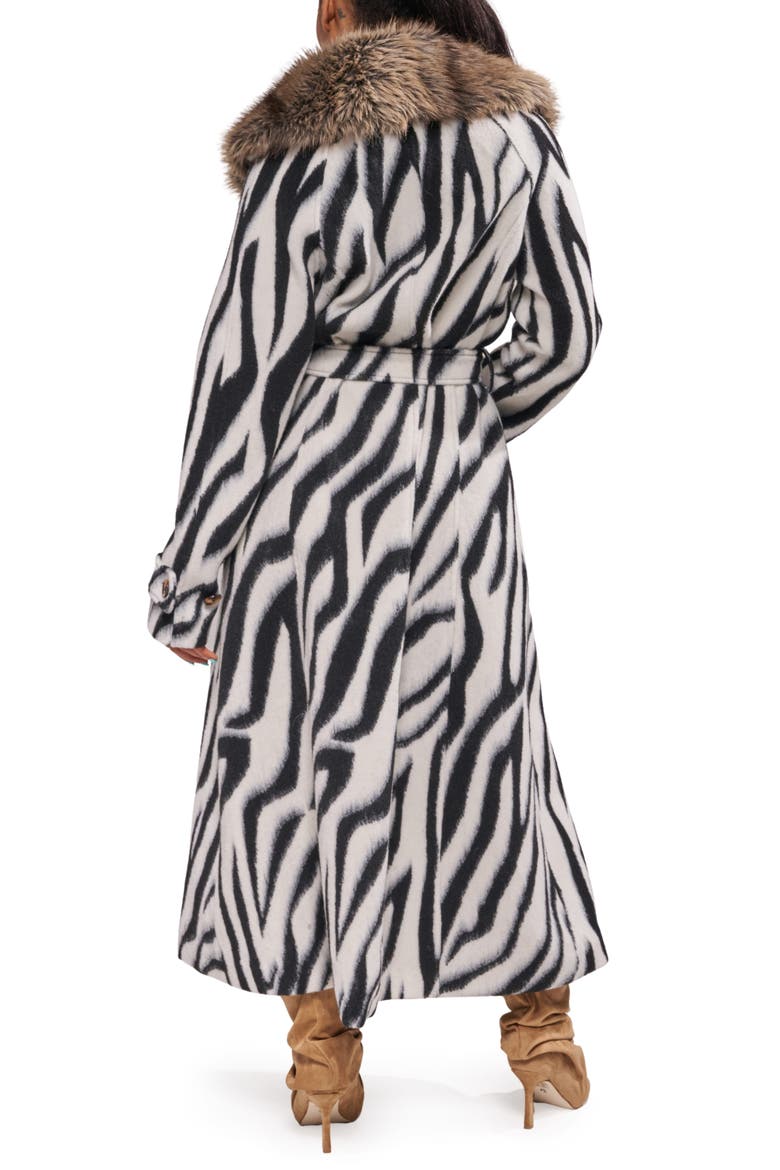 Softwave Faux Fur Trim Coat, Alternate, color, WHITE BLACK