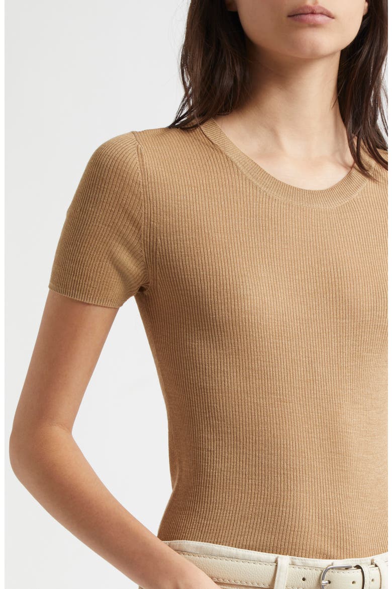 Hettie Rib Silk Sweater, Alternate, color, CAMEL