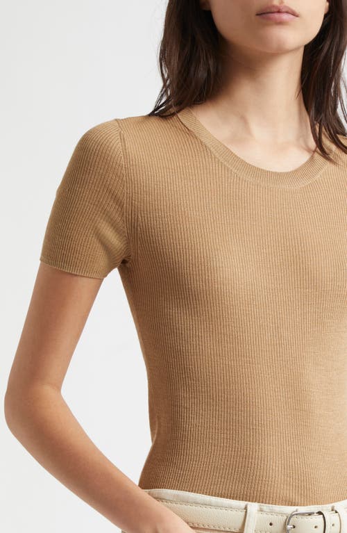 Nili Lotan Hettie Rib Silk Sweater In Camel
