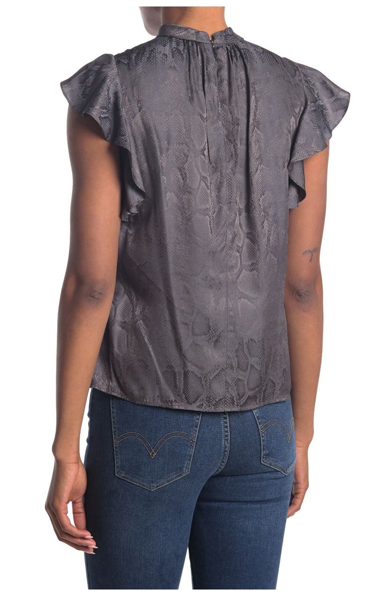 Rebecca Taylor Snake Print Jacquard Sleeveless Silk Blend Blouse, Alternate, color, 
