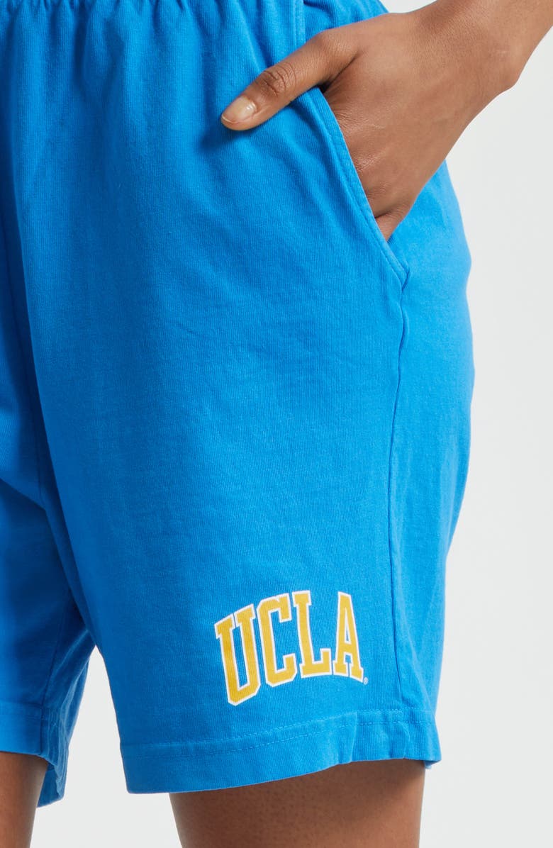 Sporty & Rich UCLA Ivy Fleece Graphic Gym Shorts, Alternate, color, Bruin Blue