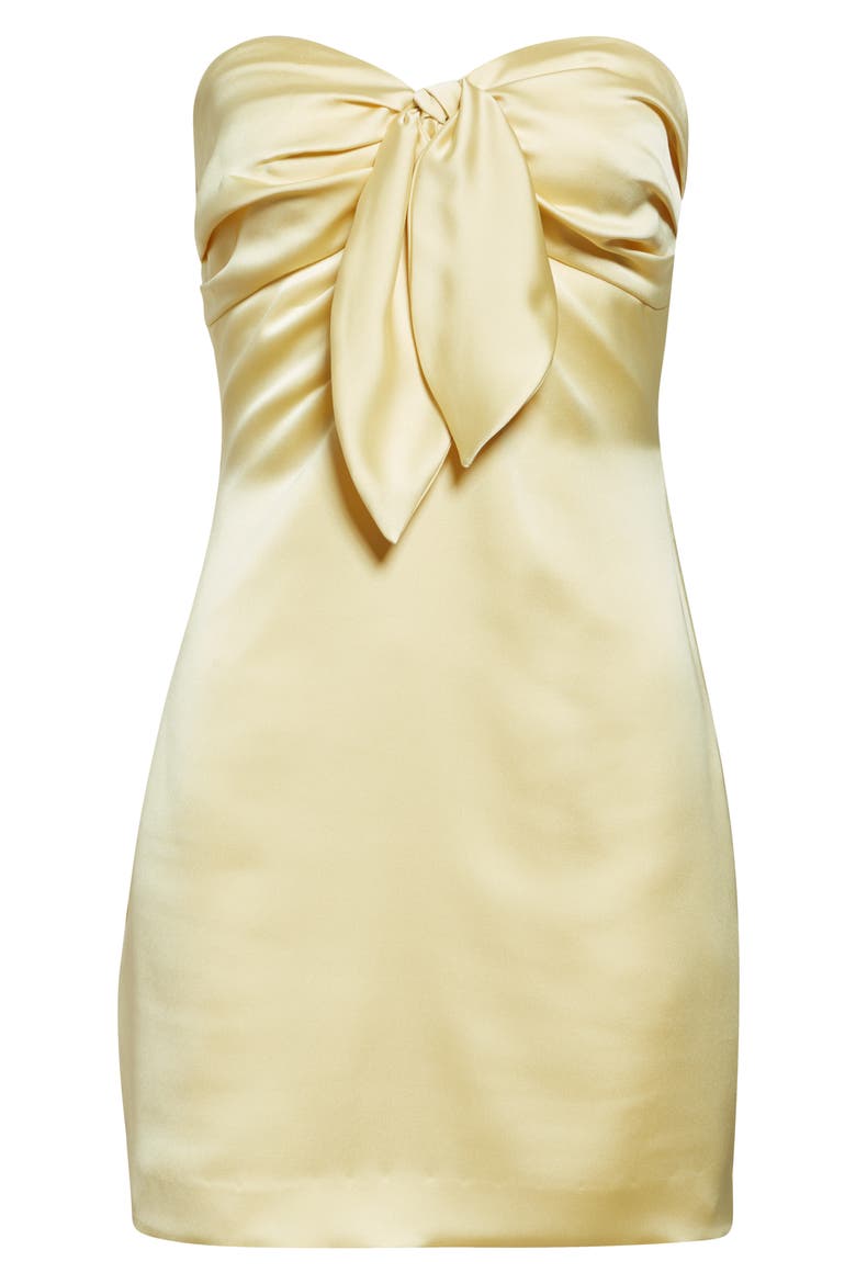 Orion Satin Bodice Strapless Minidress, Alternate, color, BUTTER