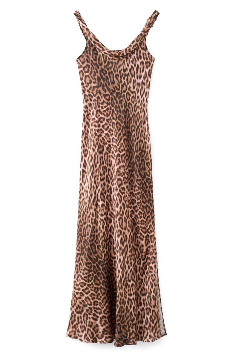 MANGO Animal Print Sleeveless Maxi Dress, Alternate, color, Brown/ Beige