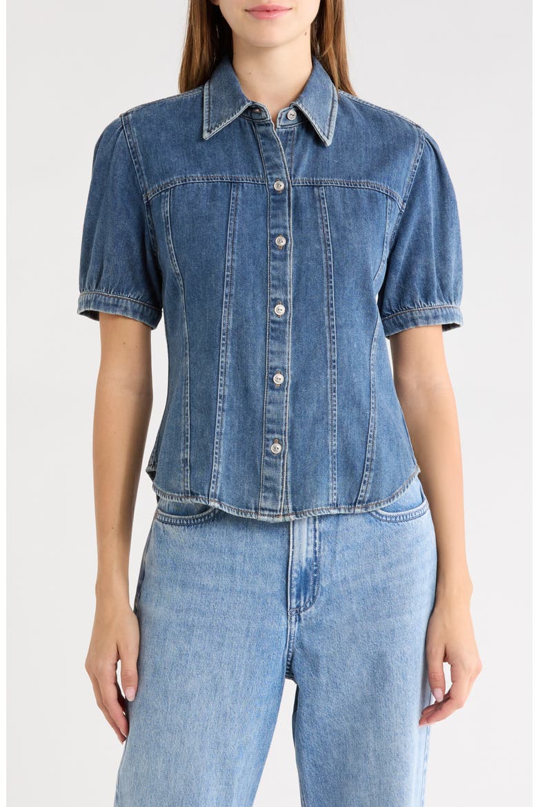 Michelle Short Sleeve Denim Shirt, Main, color, COVINGTON