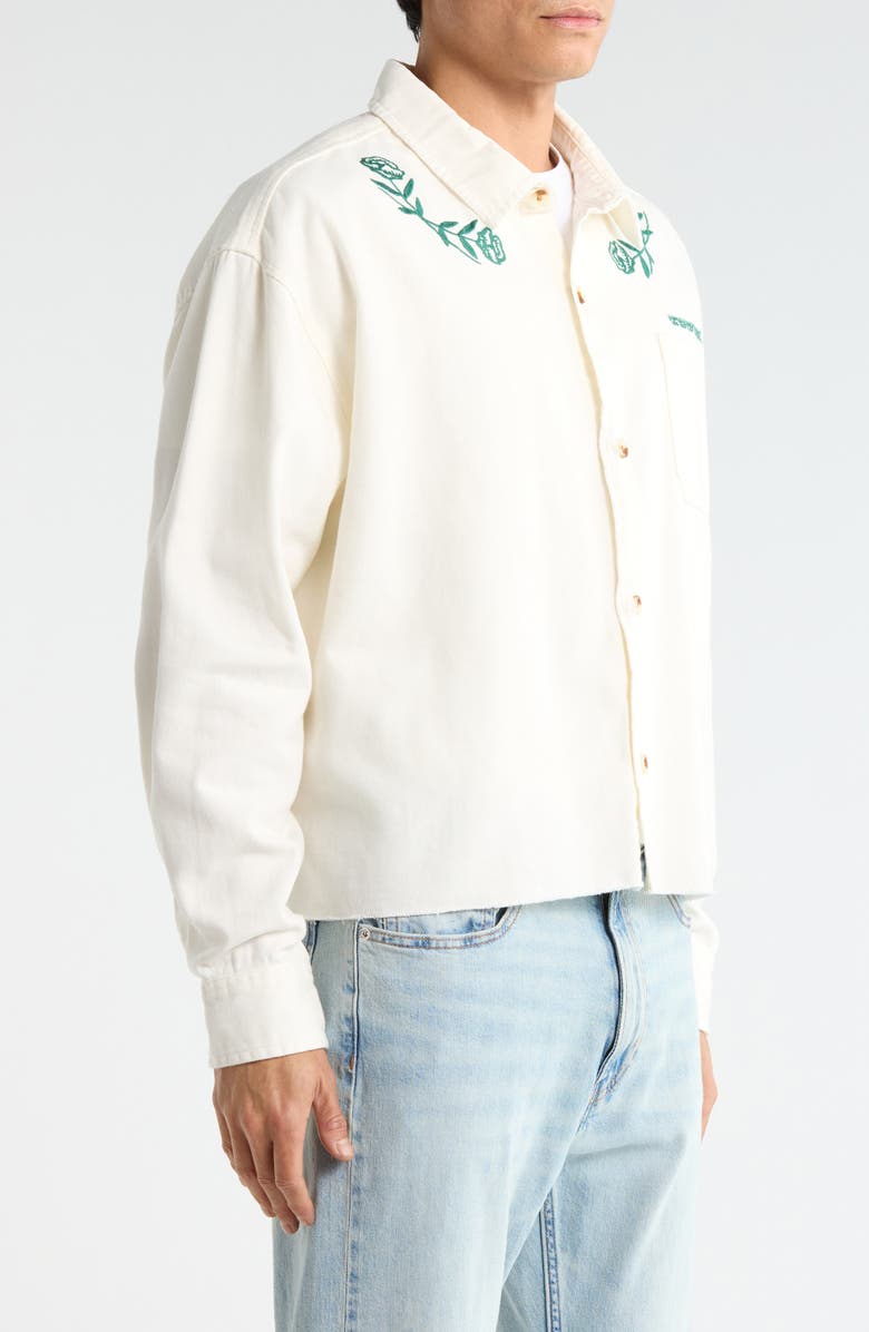 PacSun Touché Floral Embroidered Cotton Button-Up Shirt Jacket, Alternate, color, Cream