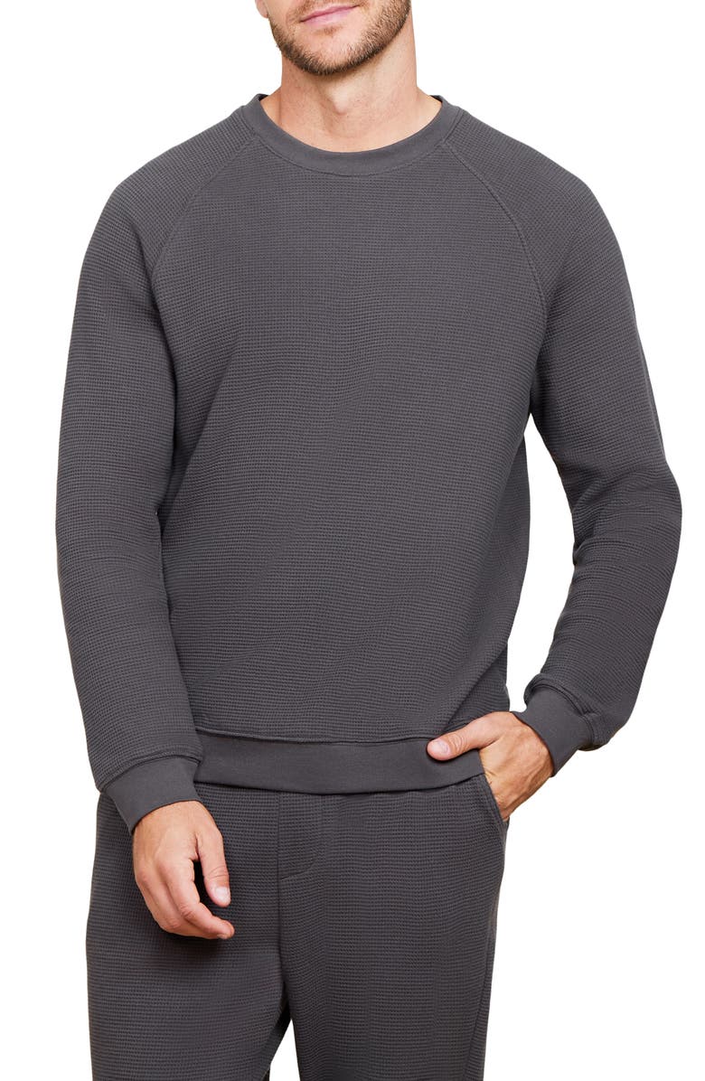 Barefoot Dreams<sup>®</sup> Malibu Collection<sup>®</sup> Waffle Crewneck Sweatshirt, Main, color, 