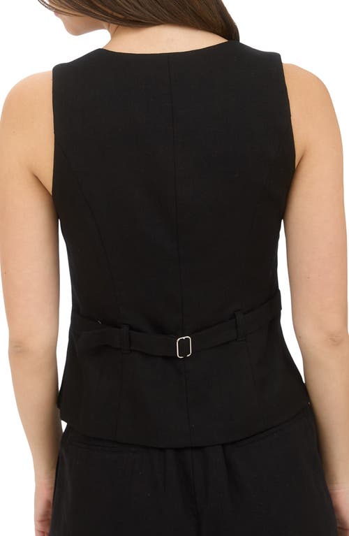 Blu Pepper Scoop Neck Button Front Vest In Black